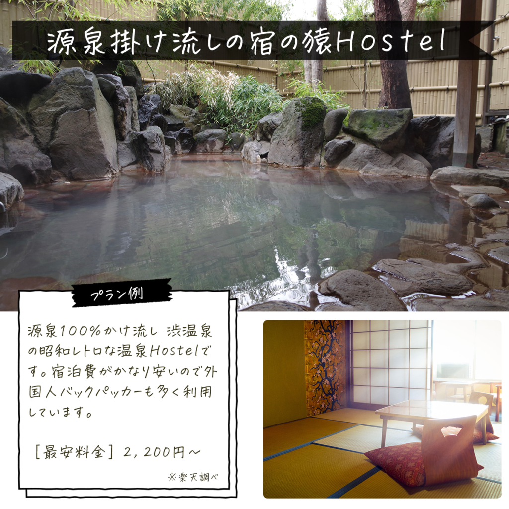 源泉掛け流しの宿の猿Hostel